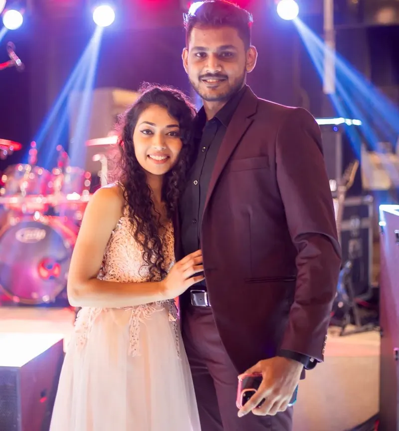 Pasindu and Nihara at an evening celebration